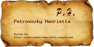 Petrovszky Henrietta névjegykártya