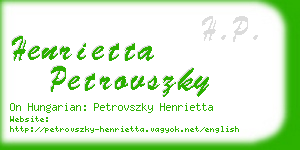 henrietta petrovszky business card